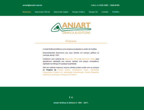 Desenvolvimento Site Aniart Gráfica e Editora